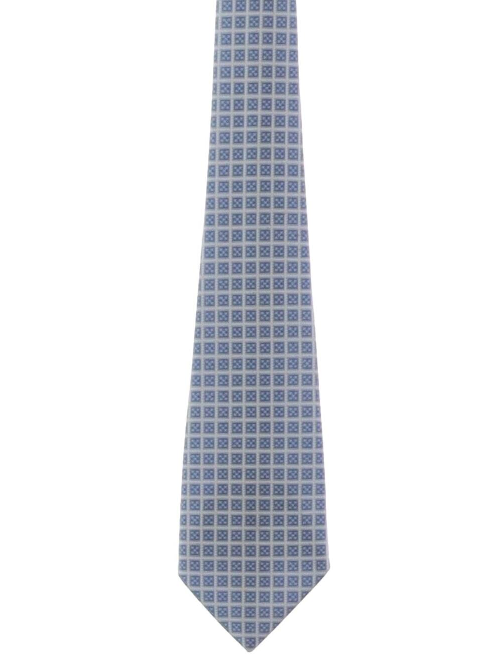 Vintage 70s Custom by Lavona Blue Geometric Polyester Knit Wide Tie